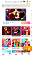 Want To Want Me on the Just Dance Now menu (2020 update, phone)