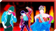The coach on the icon for the Just Dance Now playlist "Rocktober Frenzy" (along with The Showman and Ortiz)