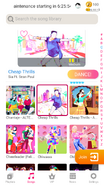 Cheap Thrills on the Just Dance Now menu (2020 update, phone)