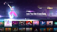 Love You Like A Love Song on the Just Dance 2016 menu