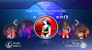 Body Movin’ (Fatboy Slim Remix) on the Just Dance: Greatest Hits menu (Wii)