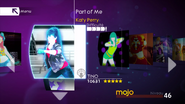 Part Of Me on the Just Dance 4 menu (Wii/PS3/Wii U)