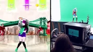 Comparison of the dancer in-game and in real life