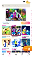 All About Us on the Just Dance Now menu (2020 update, phone)
