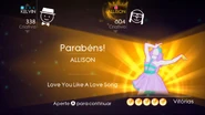 Scoring screen (Love You Like A Love Song wins)