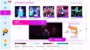 Lights on the Just Dance 2019 menu