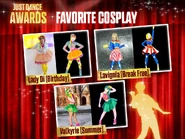 Cosplayer Lady Di’s Just Dance Awards nomination for "Favorite Cosplay" (along with Lavignia’s cosplay as Stargirl and Valkyrie’s as Summer)