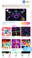 Kick It (Extreme Version) on the Just Dance Now menu (phone)