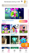 Miłość w Zakopanem on the Just Dance Now menu (updated, phone)