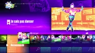 Je sais pas danser on the Just Dance 2017 menu