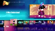 Miss Understood on the Just Dance 2017 menu
