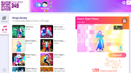 Don’t Start Now on the Just Dance Now menu (computer)