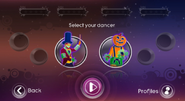 Just Dance 3 coach selection screen (Wii)