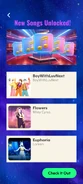 Just Dance Now release notification (along with Boy With Luv and Flowers)