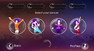 Just Dance 3 coach selection screen (Wii/PS3)