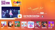 Love You Like A Love Song on the Just Dance Now menu (2017 update, computer)