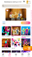 SOS on the Just Dance Now menu (2020 update, phone)