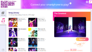 The Greatest on the Just Dance Now menu (2020 update, computer)