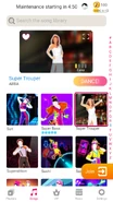 Super Trouper on the Just Dance Now menu (2020 update, phone)
