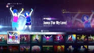 Jump (For My Love) on the Just Dance 2016 menu