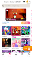 Dagomba on the Just Dance Now menu (2020 update, phone)