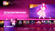 Hot N Cold on the Just Dance 2017 menu