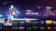 I Need Your Love on the Just Dance 2016 menu