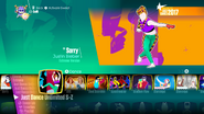 Sorry (Extreme Version) on the Just Dance 2018 menu