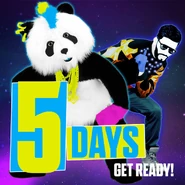 Panda on the 5 days left countdown for Just Dance 2016 (along with Blame)