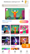 Move Your Feet on the Just Dance Now menu (2020 update, phone)