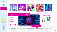 Temperature (Extreme Version) on the Just Dance 2021 menu