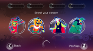 Just Dance 3 coach selection screen (Wii)