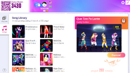 Que Tire Pa Lante on the Just Dance Now menu (computer)