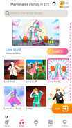 Love Ward on the Just Dance Now menu (2020 update, phone)