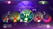 Futebol Crazy on the Just Dance 3 menu (Wii)