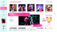 Girlfriend on the Just Dance 2020 menu