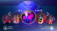 The Power on the Just Dance: Greatest Hits menu (Wii)