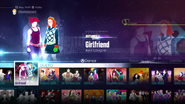 Girlfriend on the Just Dance 2016 menu