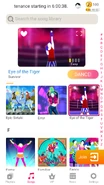 Eye of the Tiger no menu do Just Dance Now (atualização de 2020, celular)