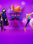 The coach on a promotional image for the Just Dance Now live event in celebration of International Men’s Day 2023 (along with The Traveler)