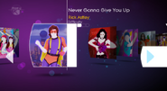 Never Gonna Give You Up on the Just Dance 4 menu (Wii/PS3/Wii U)