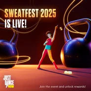 The coach on a promotional image for the Just Dance Now event "Sweatfest 2025"