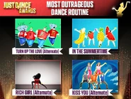 Jdawards outrageous nomination.jpg (117 KB) The routine’s Just Dance Awards nomination for "Most Outrageous Dance Routine" (along with Turn Up the Love (Sumo Version), In the Summertime, and Kiss You (6-Player))