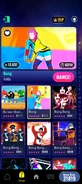 Bang on the Just Dance Now menu (2024 update, phone)