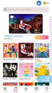 Happier Than Ever on the Just Dance Now menu (phone)