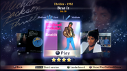 Beat It on the Michael Jackson: The Experience menu (PS3)