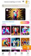 Don’t Stop Me Now on the Just Dance Now menu (2020 update, phone)