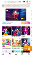 Fire On The Dancefloor on the Just Dance Now menu (2020 update, phone)