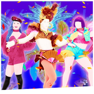 P1 in a promotional picture for the Just Dance 2022 playlist "Ritmos Brasileiros", along with Rita Piña and Só Depois do Carnaval[7]