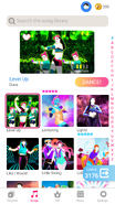 Level Up on the Just Dance Now menu (Classic, phone)